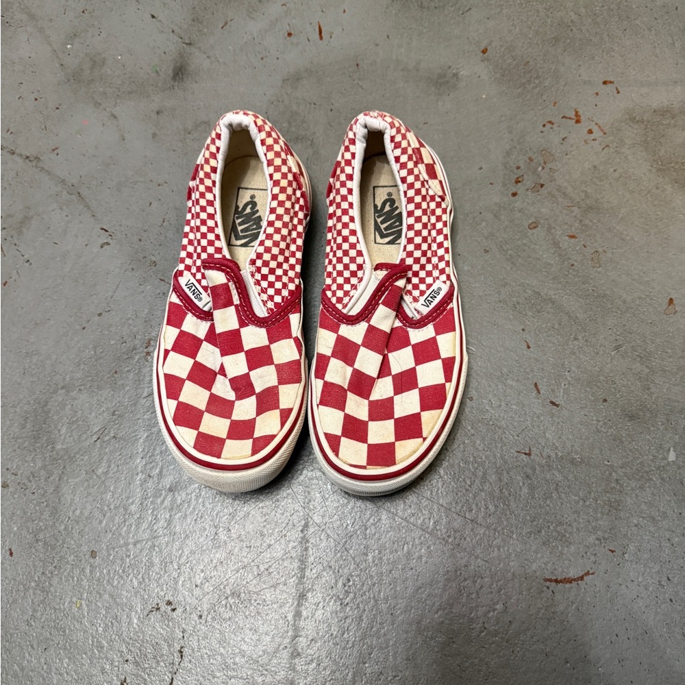 Vans Red and Cream Slip-On Sneakers